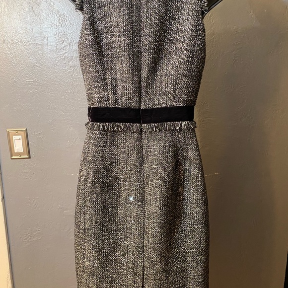 J Crew Sparkle Tweed sheath dress velvet frayed - Picture 3 of 16
